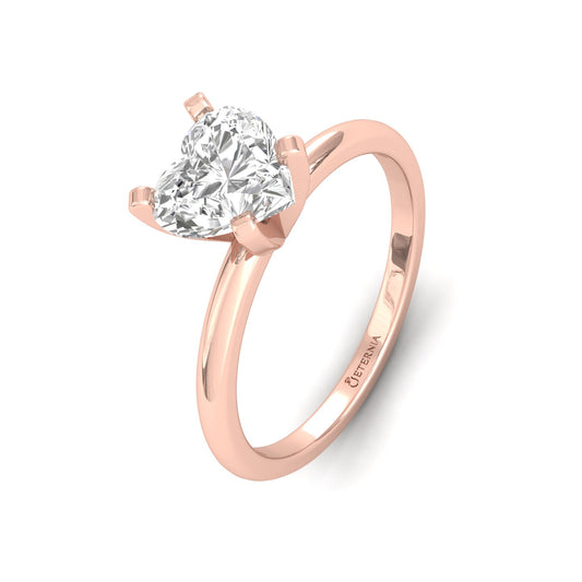 Heart Lab Grown Solitaire Diamond Ring