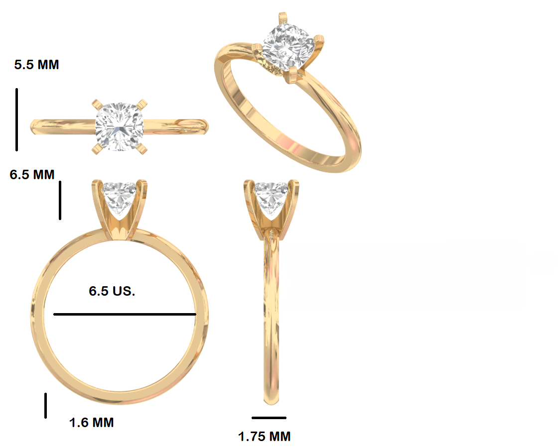 Cushion Solitaire Diamond Ring