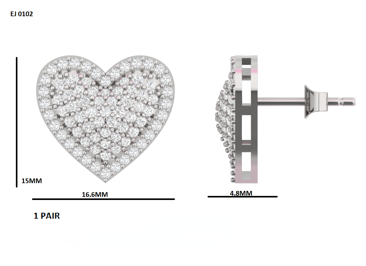 Heart Lab Grown Diamond Earings