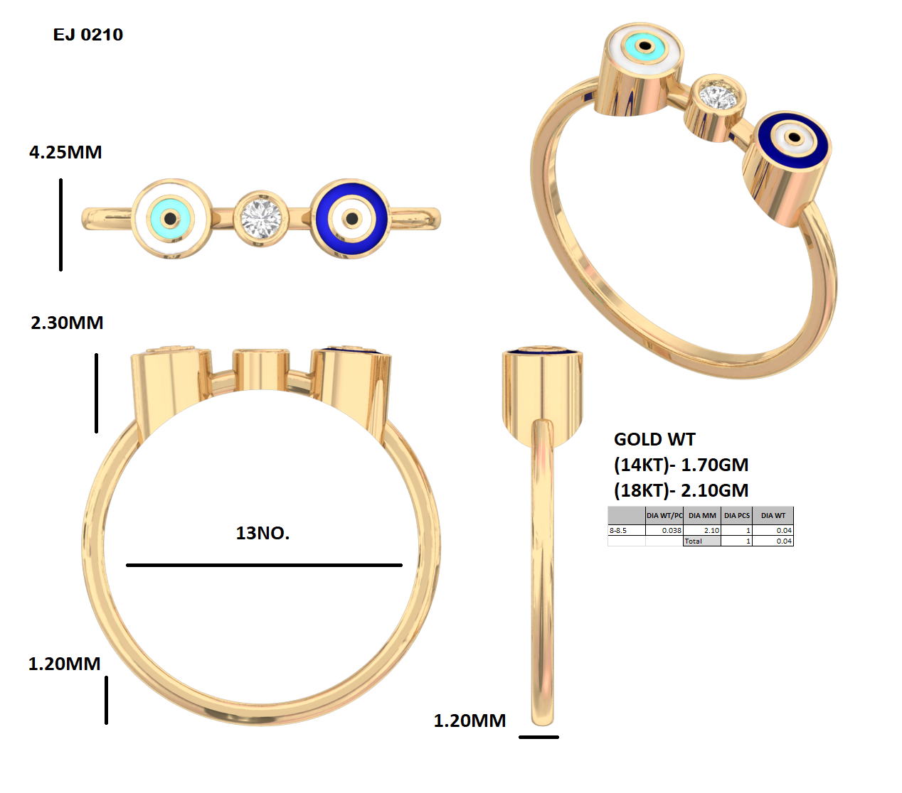 Blik Lab Grown Diamond Evil Eye Ring