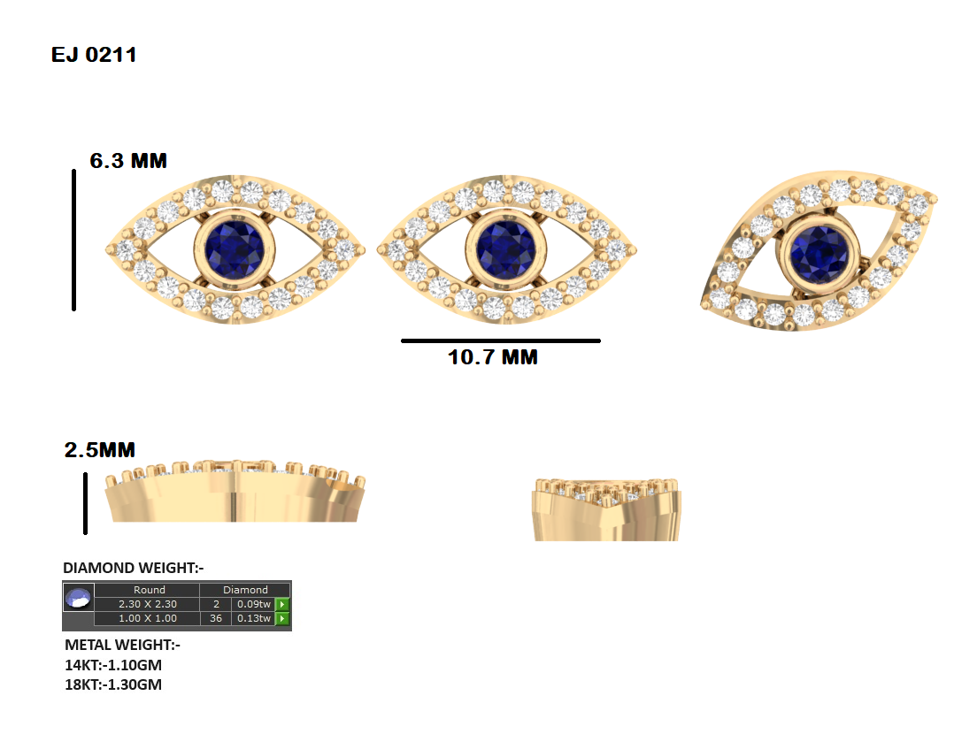 Letmy Lab Grown Diamond Evil Eye Earings