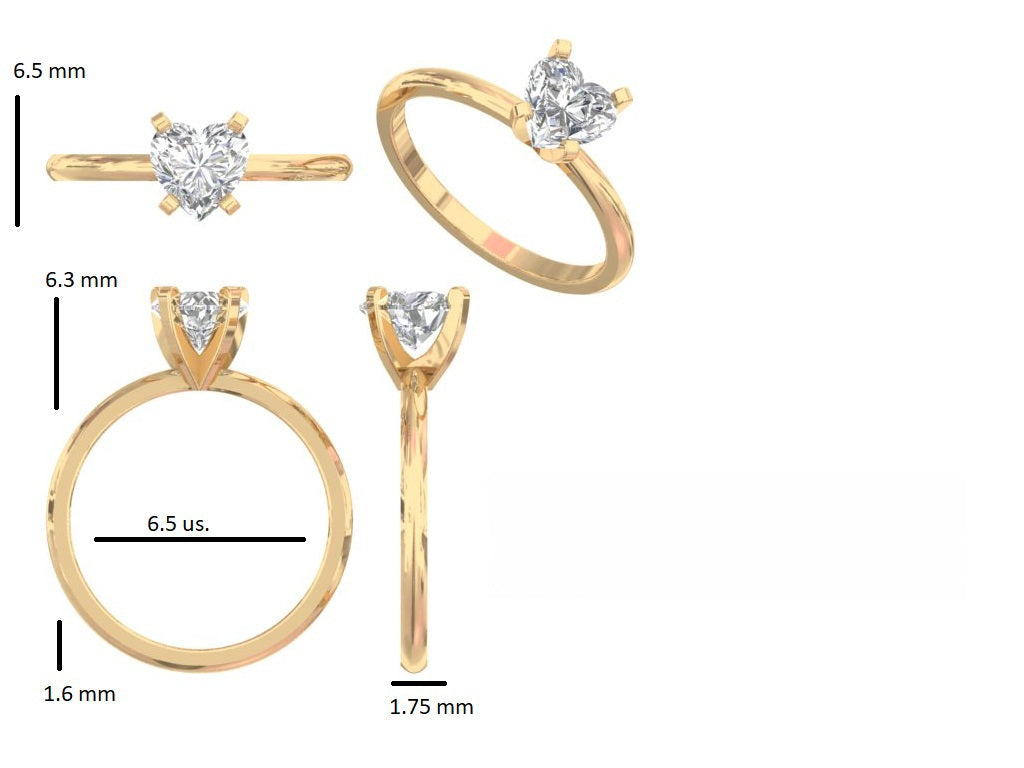 Heart Lab Grown Solitaire Diamond Ring